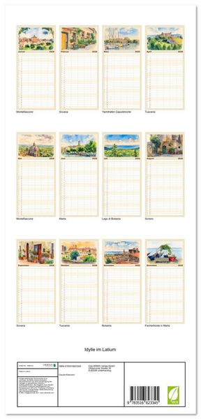 Produktbild: Familienplaner 2026 - Idylle im Latium mit 5 Spalten (Wandkalender, 21 x 45 cm) CALVENDO