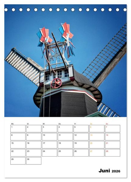 Produktbild: Historische Windm&uuml;hlen an der Friesischen M&uuml;hlenstra&szlig;e / CH-Version / Planer (Tischkalender 2026 DIN A5 hoch), CALVENDO Monatskalender