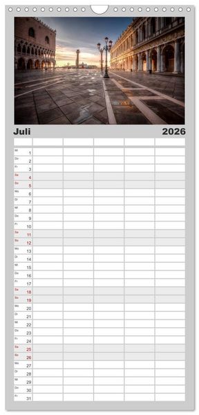 Produktbild: Familienplaner 2026 - Venedig - La Serenissima mit 5 Spalten (Wandkalender, 21 x 45 cm) CALVENDO