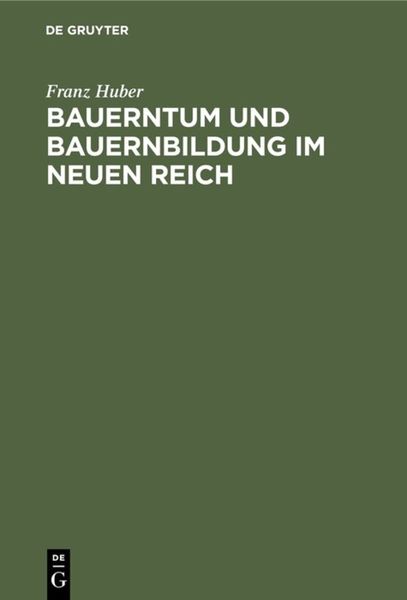 Produktbild: Bauerntum und Bauernbildung im Neuen Reich