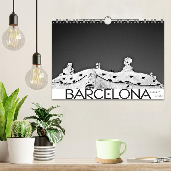 Produktbild: BARCELONA [black/white] (Wandkalender 2026 DIN A4 quer), CALVENDO Monatskalender