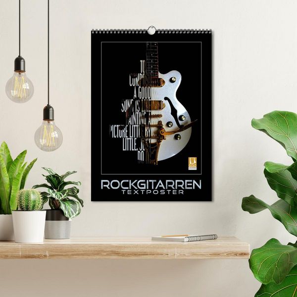 Produktbild: Rockgitarren Textposter (Wandkalender 2026 DIN A3 hoch), CALVENDO Monatskalender