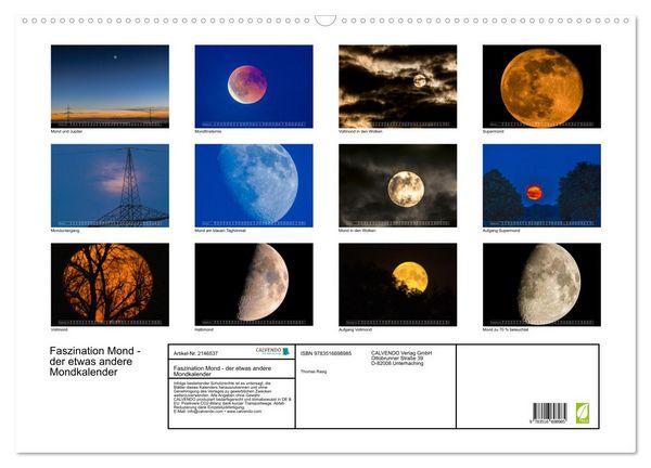 Produktbild: Faszination Mond - der etwas andere Mondkalender (Wandkalender 2026 DIN A2 quer), CALVENDO Monatskalender