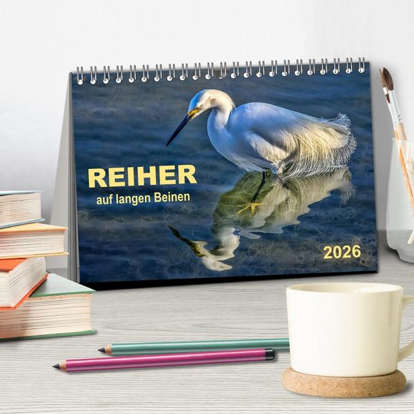 Produktbild: Reiher - auf langen Beinen (Tischkalender 2026 DIN A5 quer), CALVENDO Monatskalender