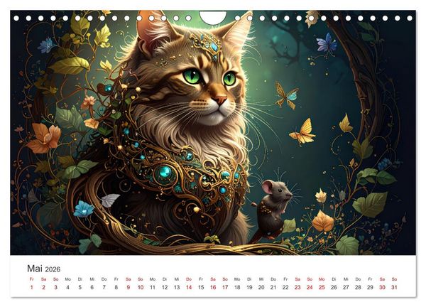 Produktbild: Kunst Katzen (Wandkalender 2026 DIN A4 quer), CALVENDO Monatskalender