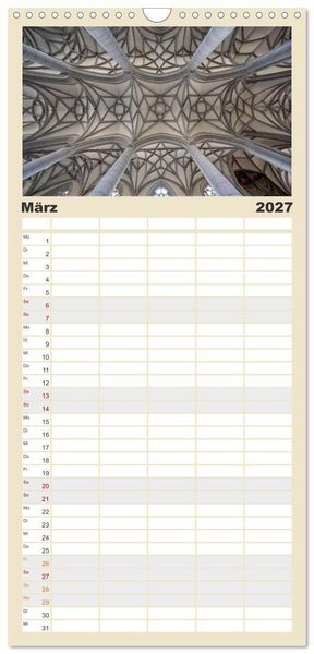 Produktbild: Familienplaner 2027 - Gew&ouml;lbe des Glaubens &ndash; Kirchendecken Europas mit 5 Spalten (Wandkalender, 21 x 45 cm) CALVENDO