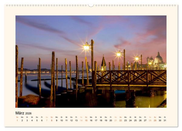 Produktbild: Venedig - Magie bei Nacht (hochwertiger Premium Wandkalender 2026 DIN A2 quer), Kunstdruck in Hochglanz