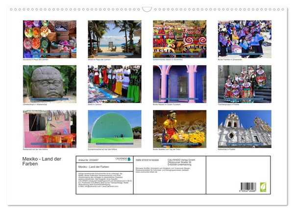 Produktbild: Mexiko - Land der Farben (Wandkalender 2026 DIN A2 quer), CALVENDO Monatskalender