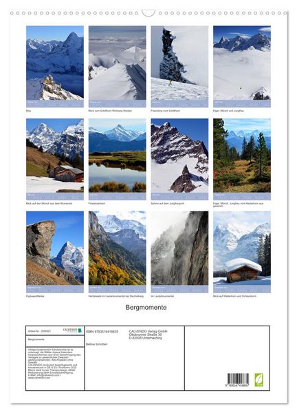 Produktbild: Bergmomente (Wandkalender 2026 DIN A2 hoch), CALVENDO Monatskalender