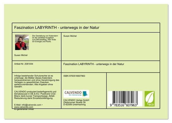 Produktbild: Faszination LABYRINTH - unterwegs in der Natur (Tischkalender 2026 DIN A5 quer), CALVENDO Monatskalender