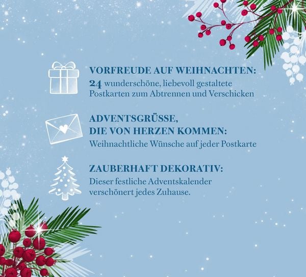 Produktbild: Postkarten-Adventskalender. Weihnachten ist, wenn das Herz nach Hause kommt