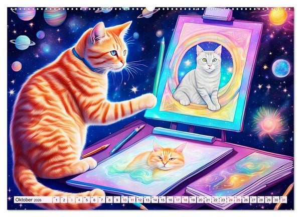 Produktbild: Katzen Schnurrige K&uuml;nstler (Wandkalender 2026 DIN A2 quer), CALVENDO Monatskalender