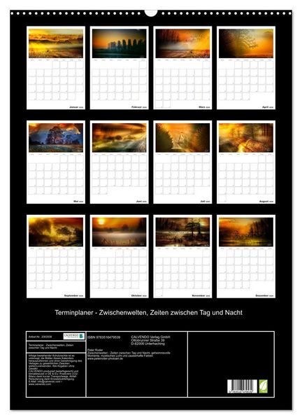 Produktbild: Terminplaner - Zwischenwelten, Zeiten zwischen Tag und Nacht (Wandkalender 2026 DIN A2 hoch), CALVENDO Monatskalender