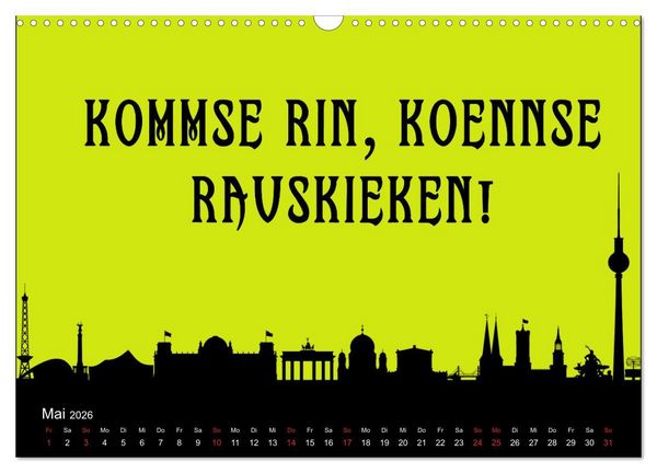Produktbild: Berliner Mundart (Wandkalender 2026 DIN A3 quer), CALVENDO Monatskalender
