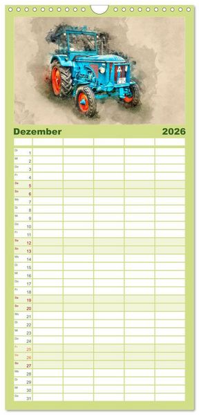 Produktbild: Familienplaner 2026 - Traktoren f&uuml;r Liebhaber mit 5 Spalten (Wandkalender, 21 x 45 cm) CALVENDO