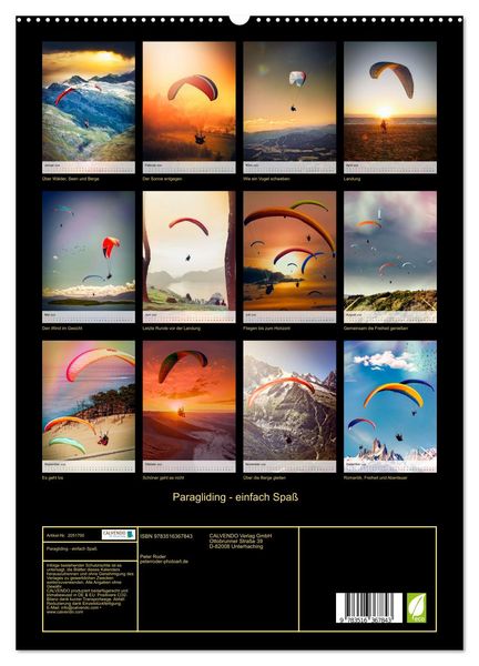 Produktbild: Paragliding - einfach Spa&szlig; (hochwertiger Premium Wandkalender 2026 DIN A2 hoch), Kunstdruck in Hochglanz