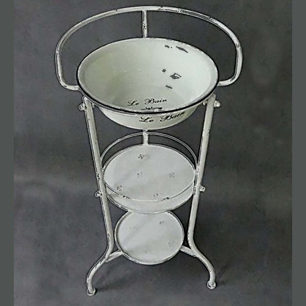 Produktbild: HTI-Living Nostalgische Waschschale Le Bain mit St&auml;nder und Ablage aus Emaille 81 cm