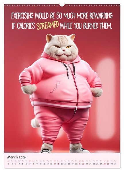 Produktbild: LUNATIC CATS Enjoy hilarious and wacky sayings (Wall Calendar 2026 DIN A2 portrait), CALVENDO 12 Month Wall Calendar
