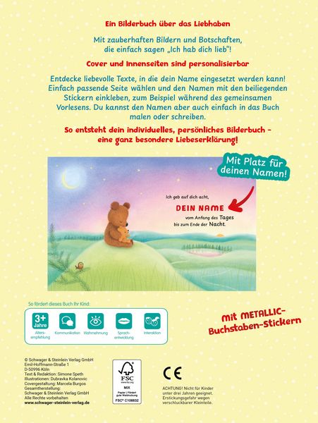 Produktbild: Mein personalisierbares Bilderbuch - Ich hab dich lieb