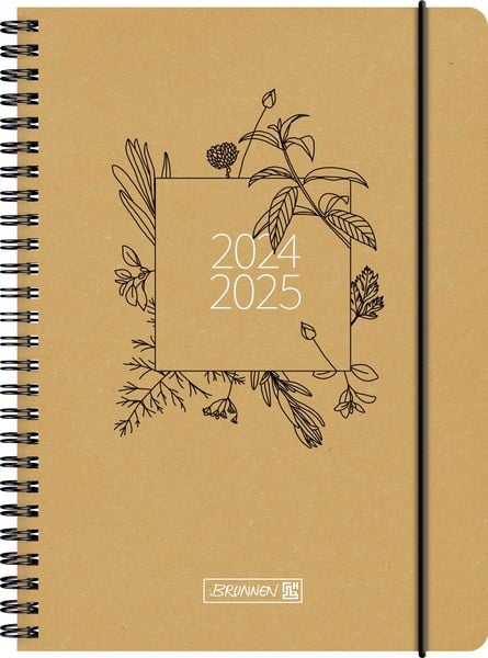Schülerkalender 2024/2025 'Ecoflower', 2 Seiten = 1 Woche, A5, 208 Seiten, braun