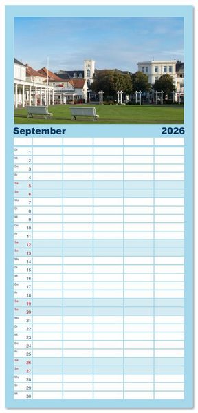 Produktbild: Familienplaner 2026 - Ostfriesische Inseln - Borkum, Norderney, Juist, Baltrum, Langeoog, Spiekeroog, Wangerooge mit 5 Spalten (Wandkalender, 21 x 45 cm) CALVENDO