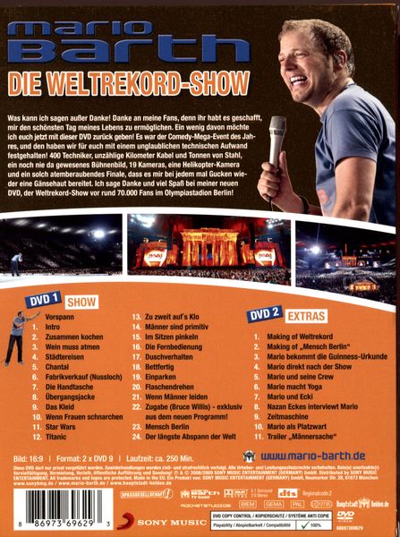 Produktbild: Mario Barth - Die Weltrekord-Show/M&auml;nner sind primitiv, aber gl&uuml;cklich [SE] [LE] [2 DVDs]