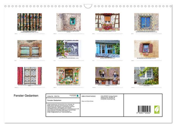 Produktbild: Fenster Gedanken (Wandkalender 2026 DIN A3 quer), CALVENDO Monatskalender