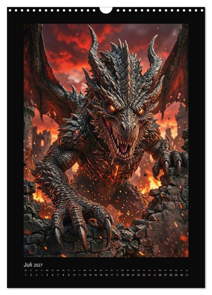 Produktbild: Drachen - Magische Herrscher, Dark‑Fantasy Wandkalender (Wandkalender 2027 DIN A3 hoch), CALVENDO Monatskalender