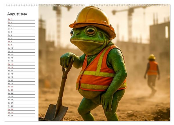Produktbild: Frosch bei der Arbeit- Dienst nach Vorschrift (hochwertiger Premium Wandkalender 2026 DIN A2 quer), Kunstdruck in Hochglanz
