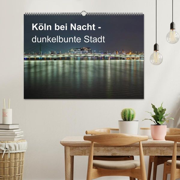 Produktbild: K&ouml;ln bei Nacht - dunkelbunte Stadt (Wandkalender 2026 DIN A2 quer), CALVENDO Monatskalender