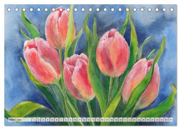 Produktbild: Blumenaquarelle aus der N&auml;he (Tischkalender 2026 DIN A5 quer), CALVENDO Monatskalender