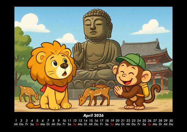 Produktbild: Buschi & Milo - Reise durch Japan 2026 Fotokalender DIN A3