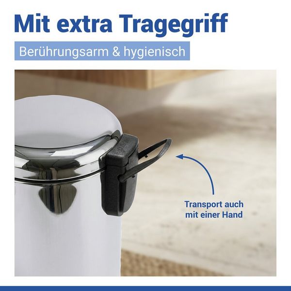 Produktbild: Kosmetik Treteimer Mod. Leman Edelstahl Gl&auml;nzend 5L, mit herausnehmbarem Einsatz