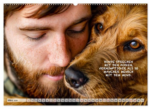 Produktbild: Hunde und ber&uuml;hrende Spr&uuml;che (Wandkalender 2026 DIN A2 quer), CALVENDO Monatskalender