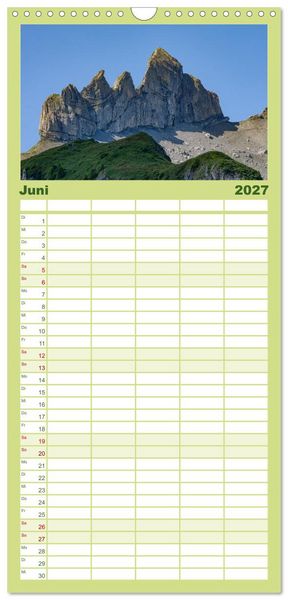 Produktbild: Familienplaner 2027 - Berner Oberland - Bergwelten mit 5 Spalten (Wandkalender, 21 x 45 cm) CALVENDO