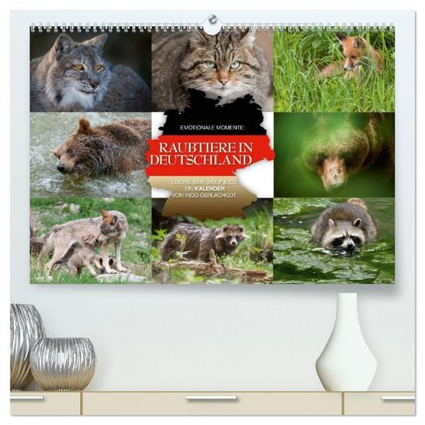 Produktbild: Emotionale Momente: Raubtiere in Deutschland (hochwertiger Premium Wandkalender 2026 DIN A2 quer), Kunstdruck in Hochglanz