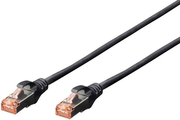 Digitus DK-1644-020/BL RJ45 Netzwerkkabel, Patchkabel CAT 6 S/FTP 2.00 m Schwarz Halogenfrei, verdrillte Paare, mit Rastnasenschutz, Flammwidrig
