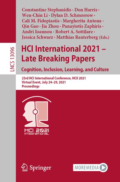 Produktbild: HCI International 2021 - Late Breaking Papers: Cognition, Inclusion, Learning, and Culture