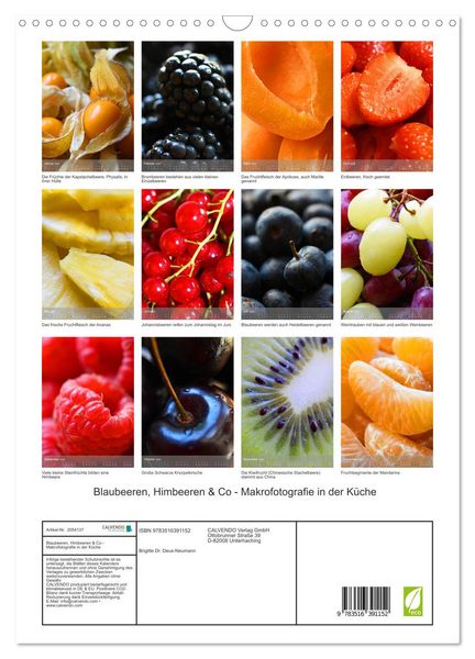 Produktbild: Blaubeeren, Himbeeren & Co - Makrofotografie in der K&uuml;che (Wandkalender 2026 DIN A3 hoch), CALVENDO Monatskalender