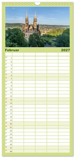 Produktbild: Familienplaner 2027 - Unterwegs - Rhein-Burgen-Weg mit 5 Spalten (Wandkalender, 21 x 45 cm) CALVENDO
