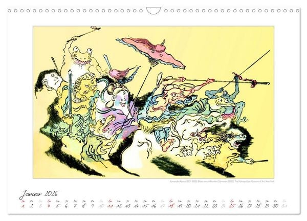 Produktbild: Kawanabe Kyosai - Einhundert D&auml;monen Kunstkalender (Wandkalender 2026 DIN A3 quer), CALVENDO Monatskalender
