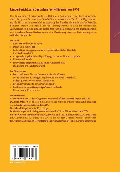 Produktbild: L&auml;nderbericht zum Deutschen Freiwilligensurvey 2014
