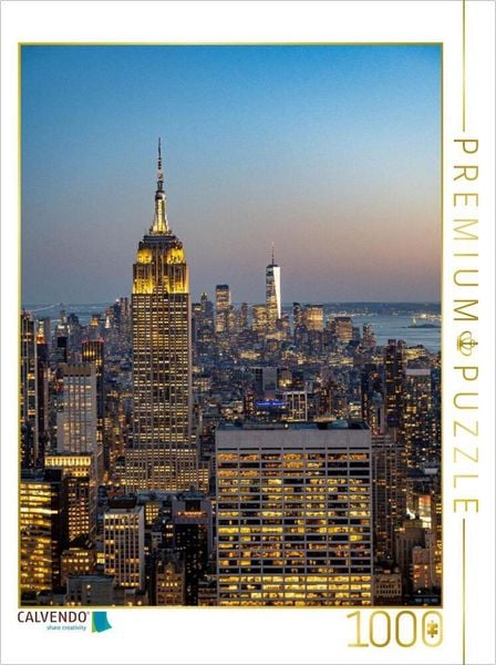 CALVENDO Puzzle Empire State Building bei Nacht | 1000 Teile Lege-Größe 64x48cm Foto-Puzzle für glückliche Stunden