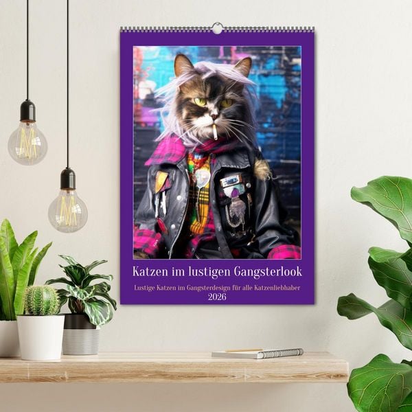 Produktbild: Katzen im lustigen Gangsterlook (Wandkalender 2026 DIN A2 hoch), CALVENDO Monatskalender