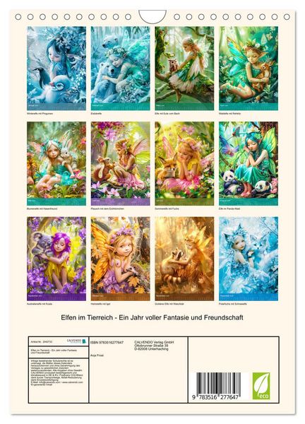 Produktbild: Elfen im Tierreich - Ein Jahr voller Fantasie und Freundschaft (Wandkalender 2026 DIN A4 hoch), CALVENDO Monatskalender