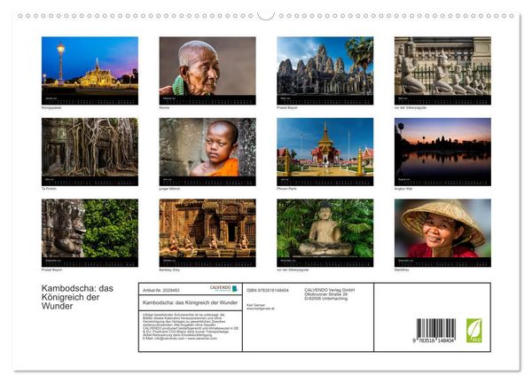 Produktbild: Kambodscha: das K&ouml;nigreich der Wunder (hochwertiger Premium Wandkalender 2026 DIN A2 quer), Kunstdruck in Hochglanz