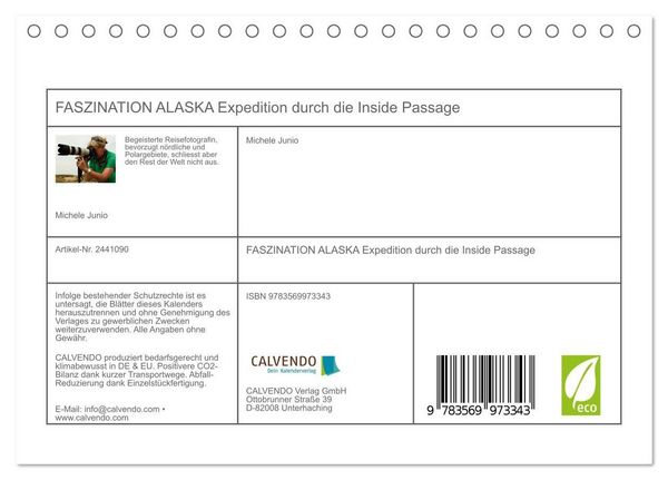Produktbild: FASZINATION ALASKA Expedition durch die Inside Passage (Tischkalender 2027 DIN A5 quer), CALVENDO Monatskalender