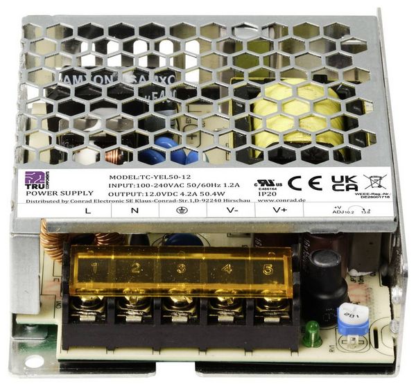 Produktbild: TRU COMPONENTS TC-13493660 Netzteil / Stromversorgung 12 V/DC 4.2A 50.4W