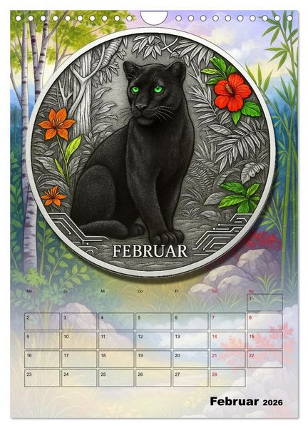 Produktbild: Katzenadel in Silber (Wandkalender 2026 DIN A4 hoch), CALVENDO Monatskalender