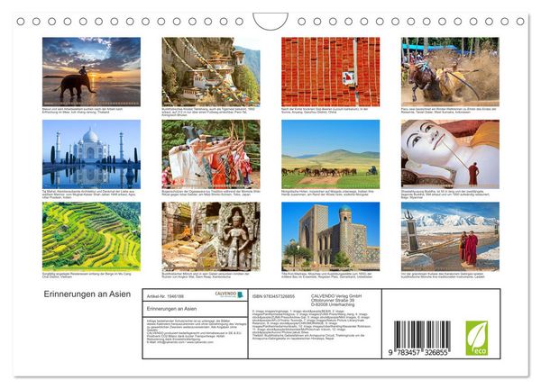 Produktbild: Erinnerungen an Asien (Wandkalender 2026 DIN A4 quer), CALVENDO Monatskalender